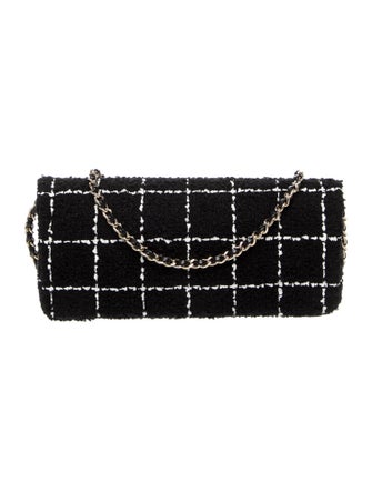 Chanel Tweed E/W Camellia Flap Bag