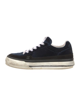Chanel Interlocking CC Logo Velvet Sneakers