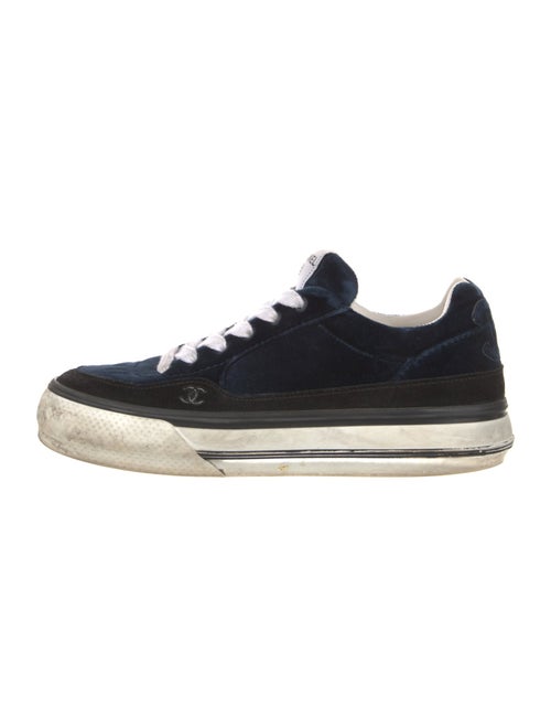 Chanel Interlocking CC Logo Velvet Sneakers
