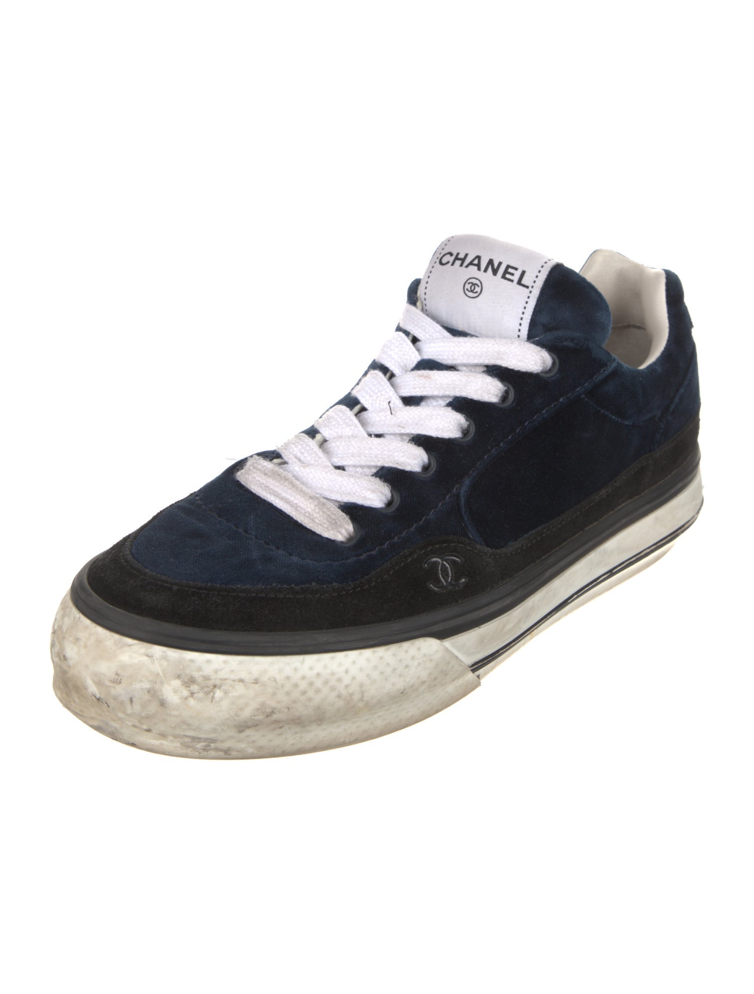 Chanel Interlocking CC Logo Velvet Sneakers