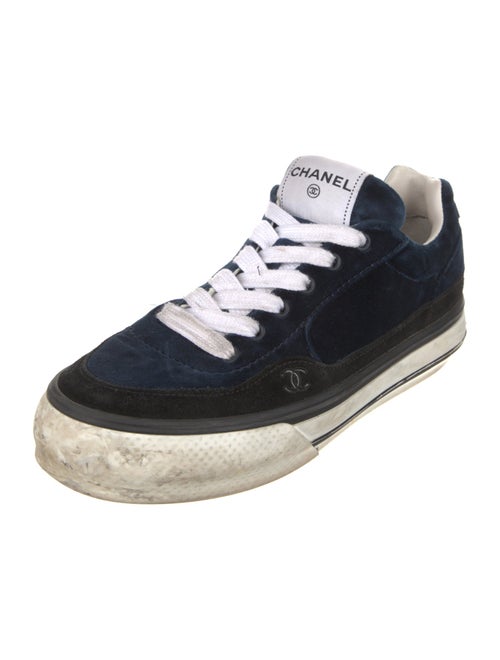 Chanel Interlocking CC Logo Velvet Sneakers