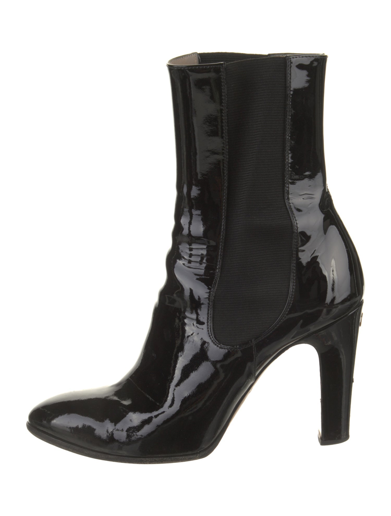 Chanel Interlocking CC Logo Patent Leather Sock Boots