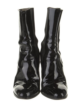 Chanel Interlocking CC Logo Patent Leather Sock Boots