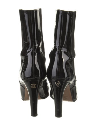 Chanel Interlocking CC Logo Patent Leather Sock Boots