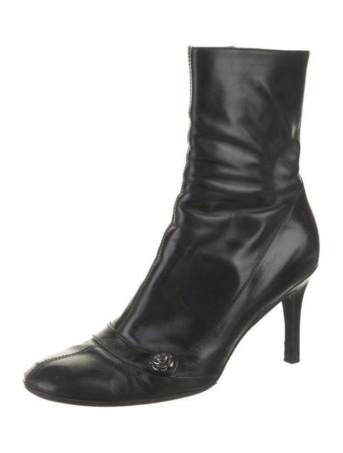 Chanel Camellia Accent Leather Boots