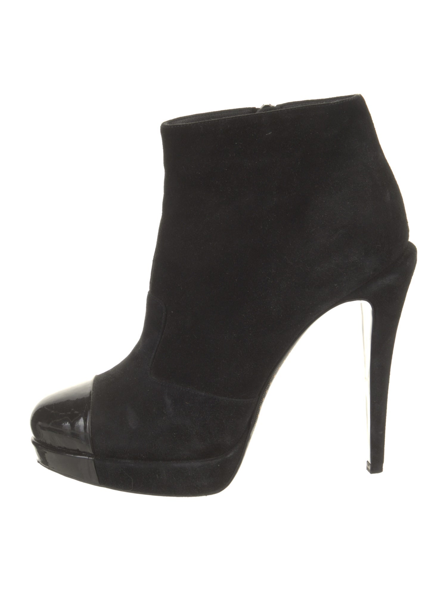 Chanel Interlocking CC Logo Suede Boots