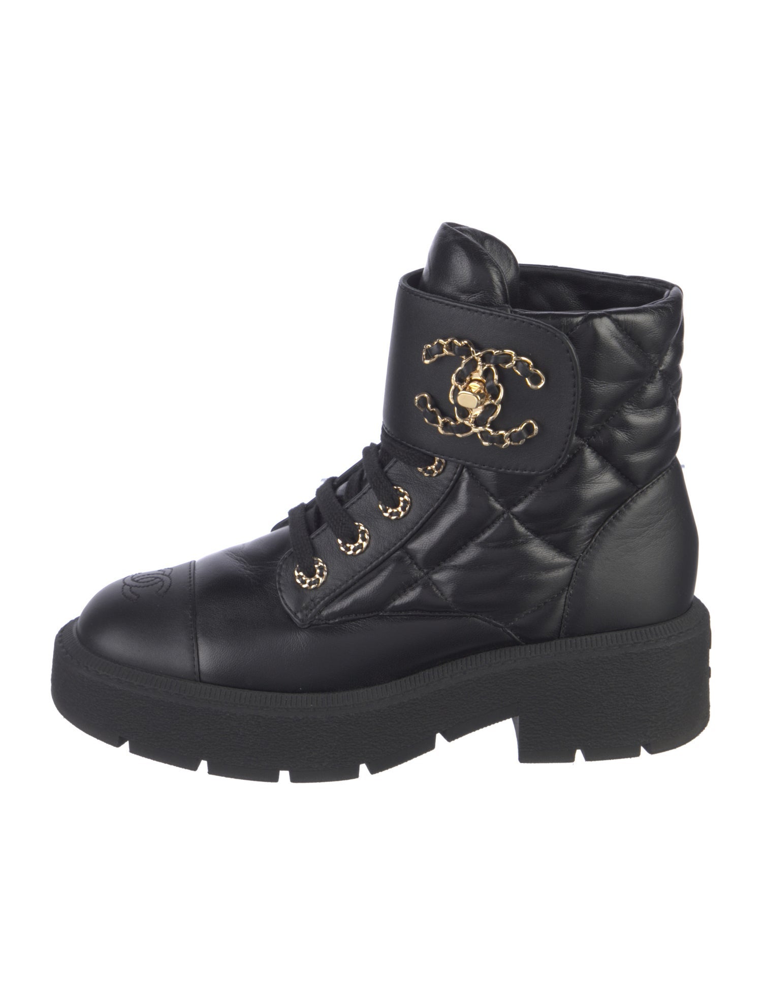 Chanel 2024 Interlocking CC Logo Combat Boots