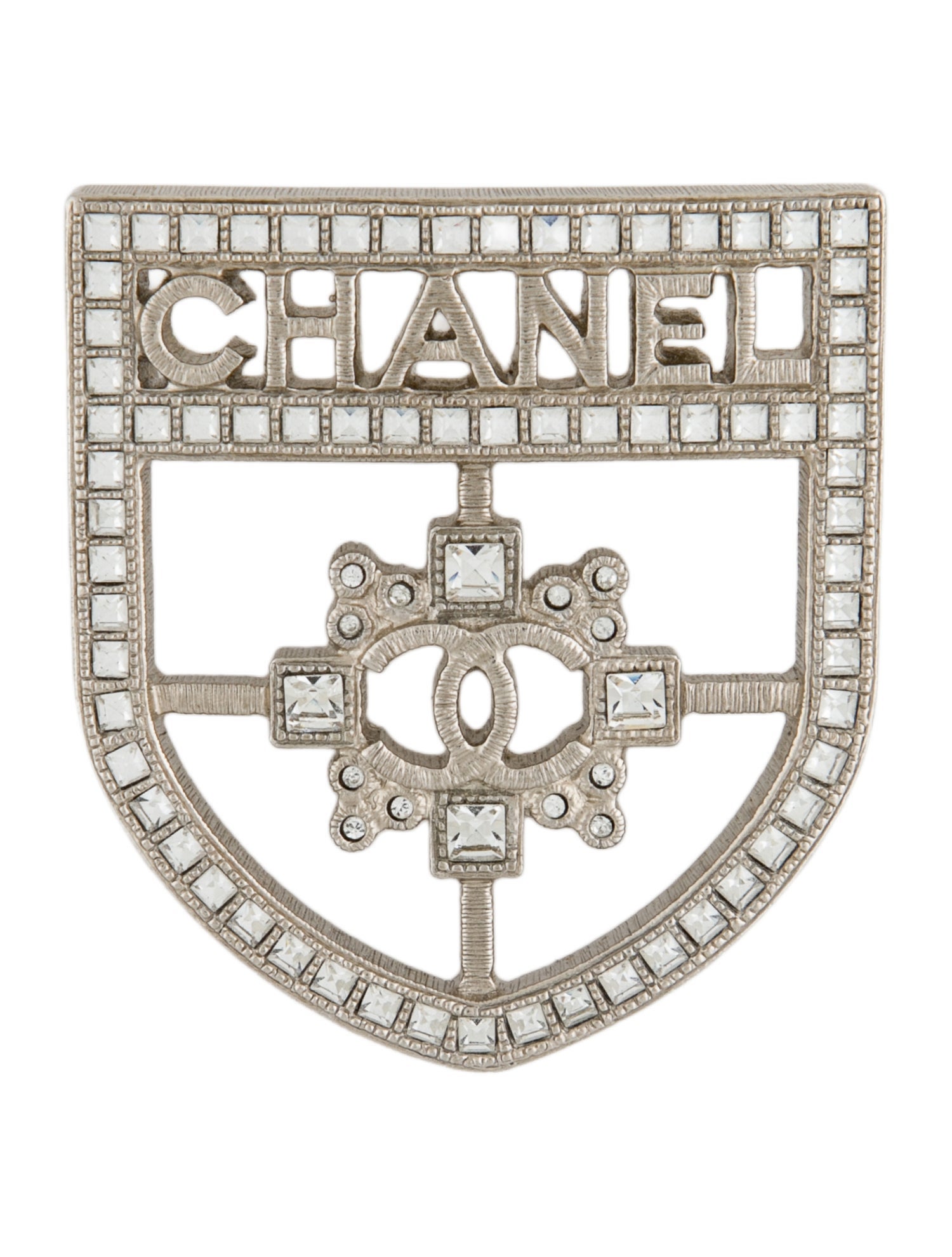 Chanel Strass CC Shield Brooch
