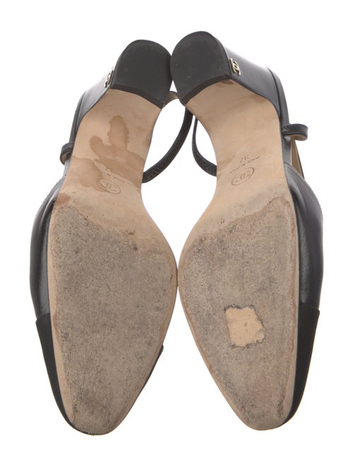 Chanel Interlocking CC Logo Leather Slingback Pumps