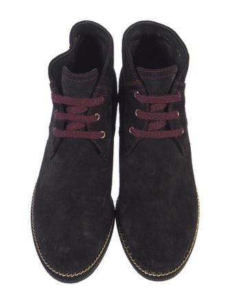 Chanel Interlocking CC Logo Suede Lace-Up Boots