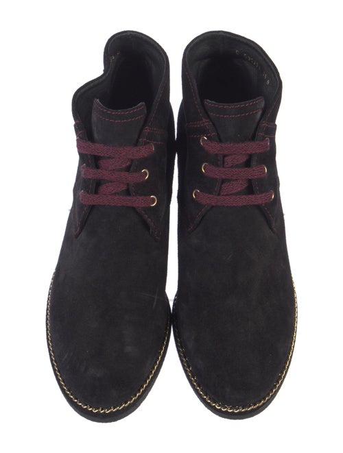 Chanel Interlocking CC Logo Suede Lace-Up Boots