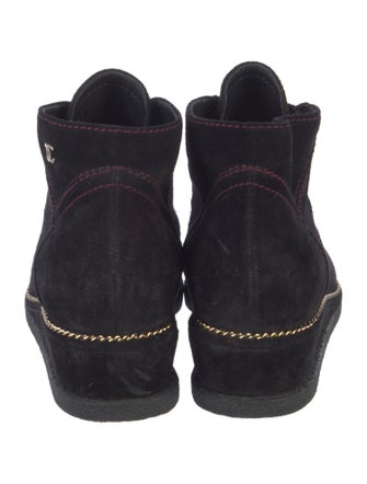 Chanel Interlocking CC Logo Suede Lace-Up Boots