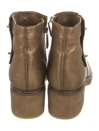 Chanel Interlocking CC Logo Leather Moto Boots