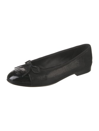 Chanel Interlocking CC Logo Leather Ballet Flats
