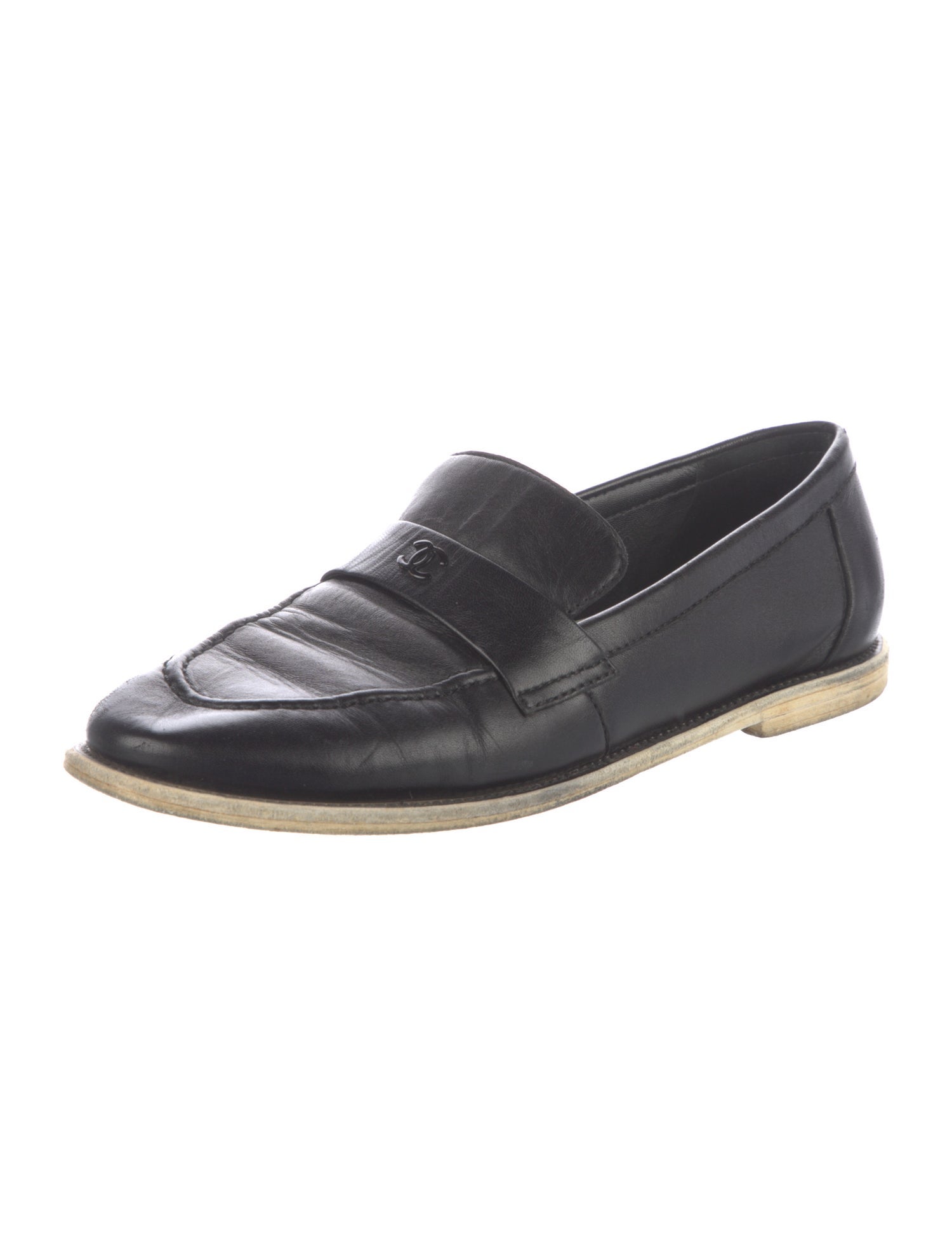 Chanel Interlocking CC Logo Leather Loafers