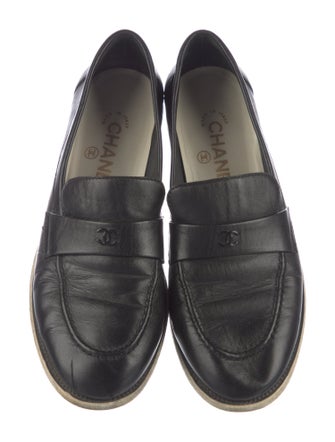 Chanel Interlocking CC Logo Leather Loafers
