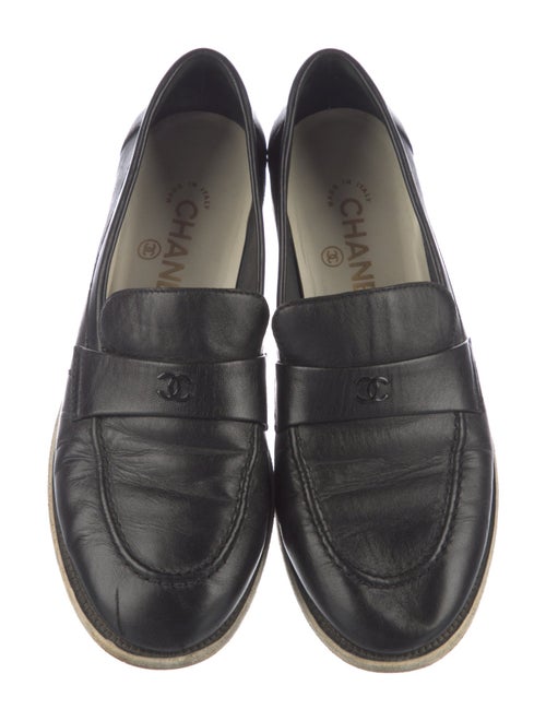 Chanel Interlocking CC Logo Leather Loafers