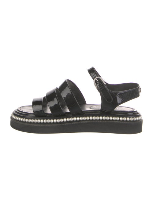 Chanel Interlocking CC Logo Patent Leather Slingback Sandals
