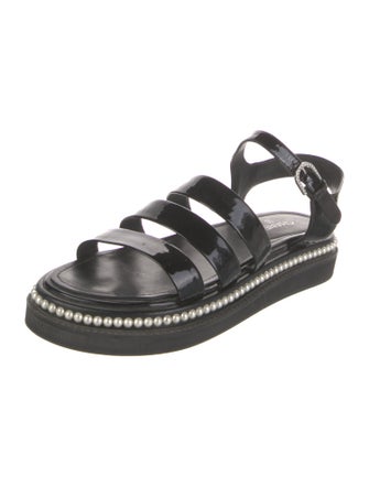 Chanel Interlocking CC Logo Patent Leather Slingback Sandals