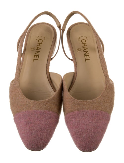 Chanel Interlocking CC Logo Wool Slingback Flats