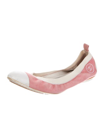 Chanel Interlocking CC Logo Suede Ballet Flats