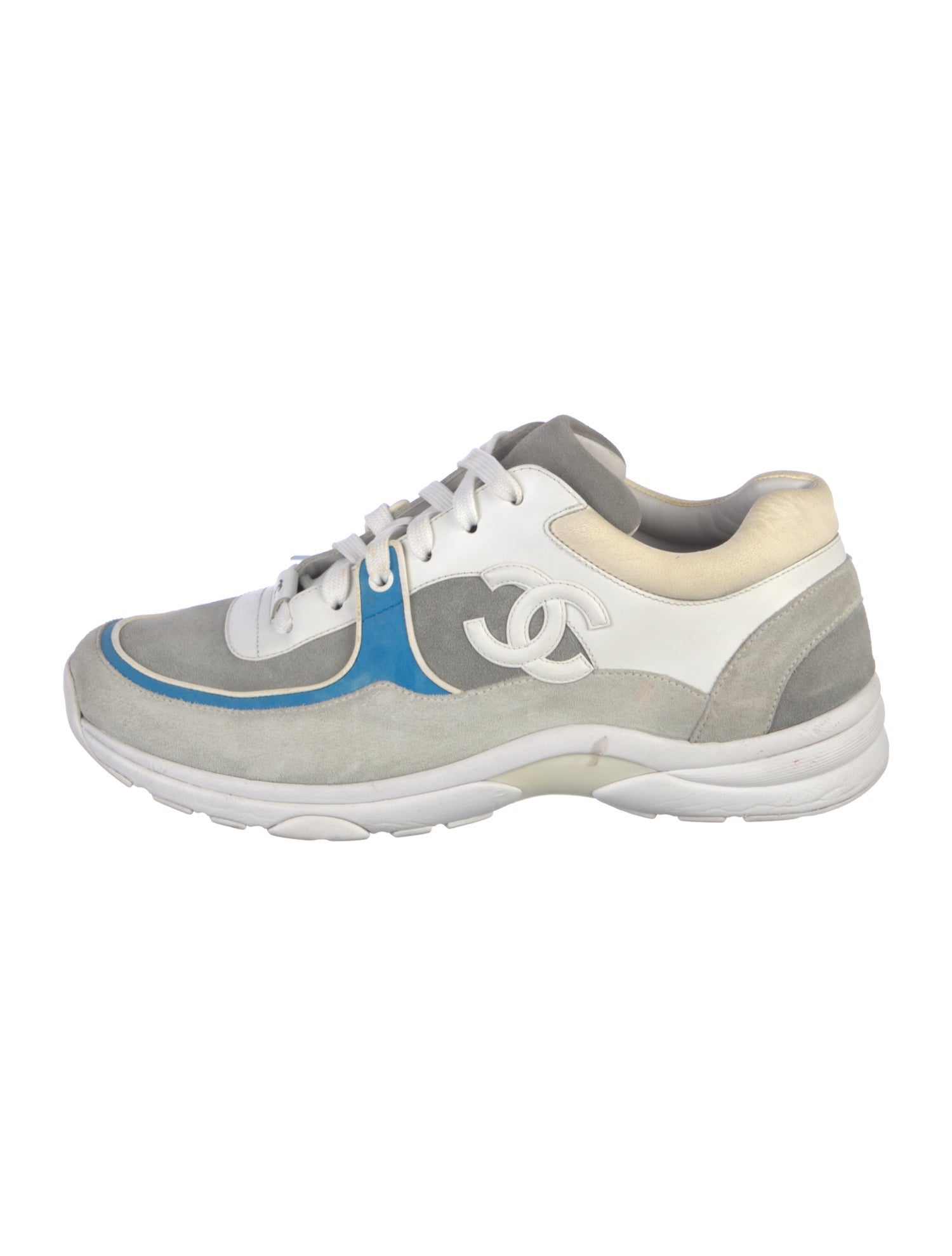 Chanel Interlocking CC Logo Suede Sneakers