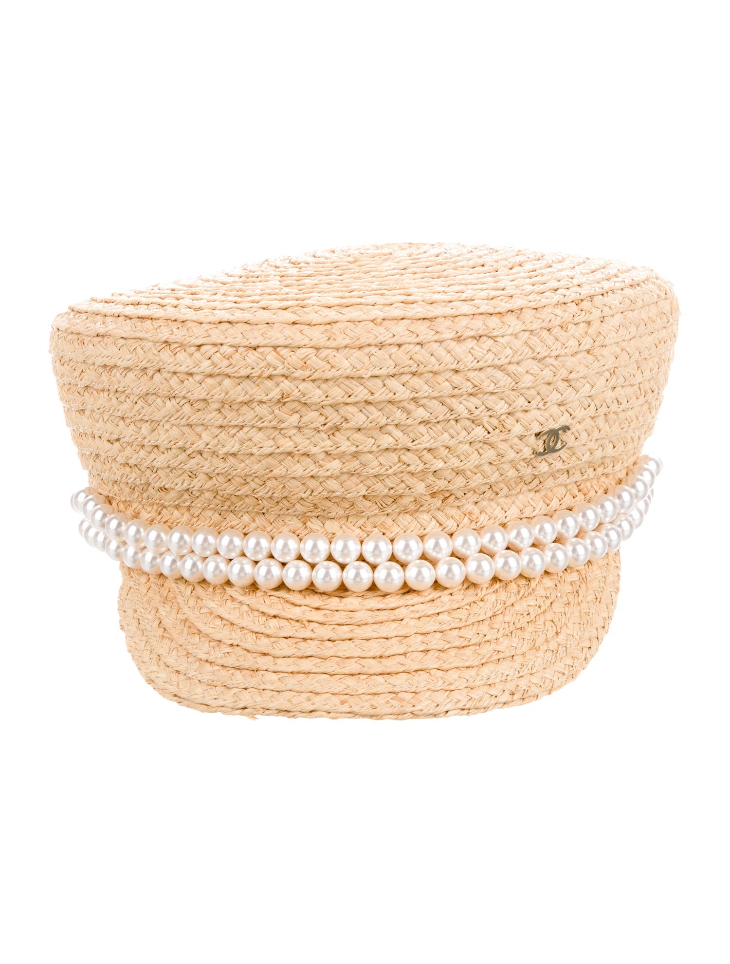Chanel Faux Pearl Raffia Hat