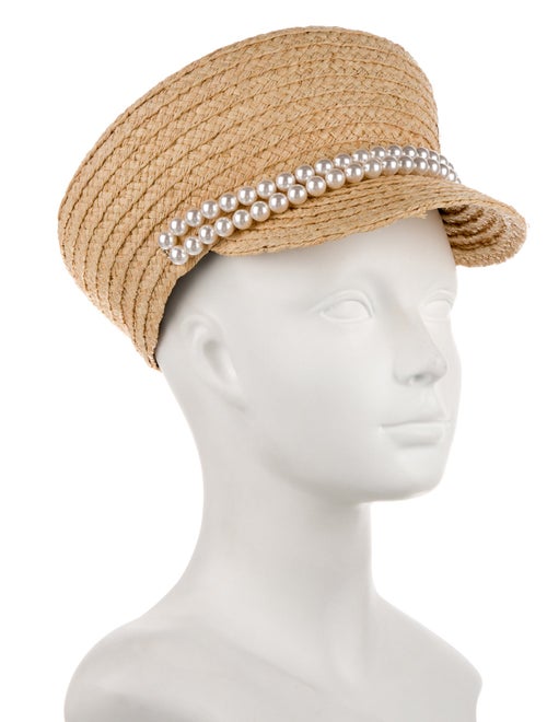 Chanel Faux Pearl Raffia Hat