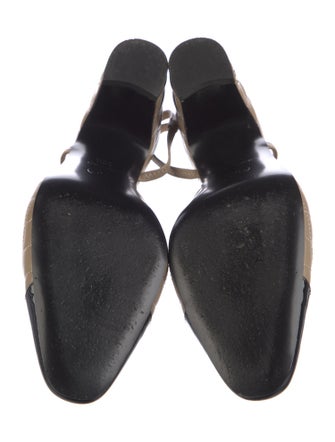 Chanel Interlocking CC Logo Leather Slingback Pumps