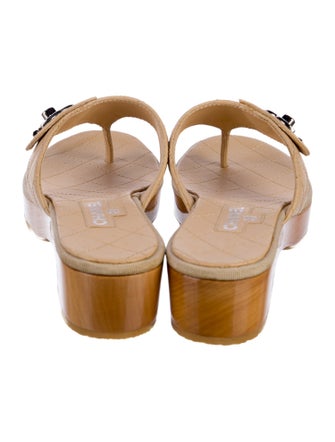 Chanel Interlocking CC Logo Leather Slides