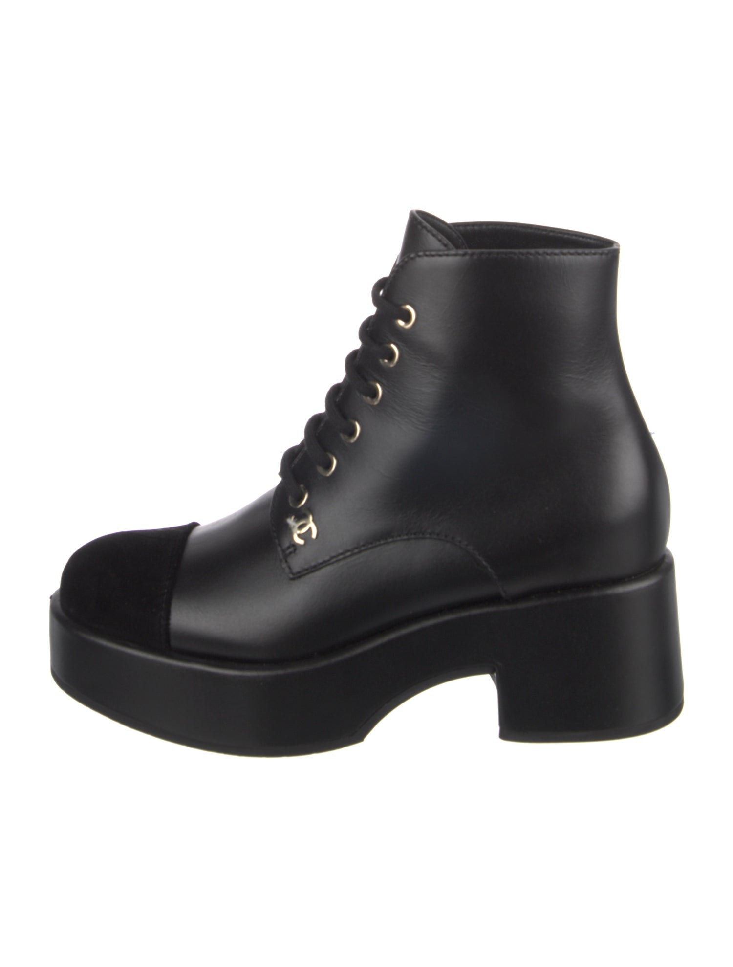 Chanel Interlocking G Logo Leather Combat Boots