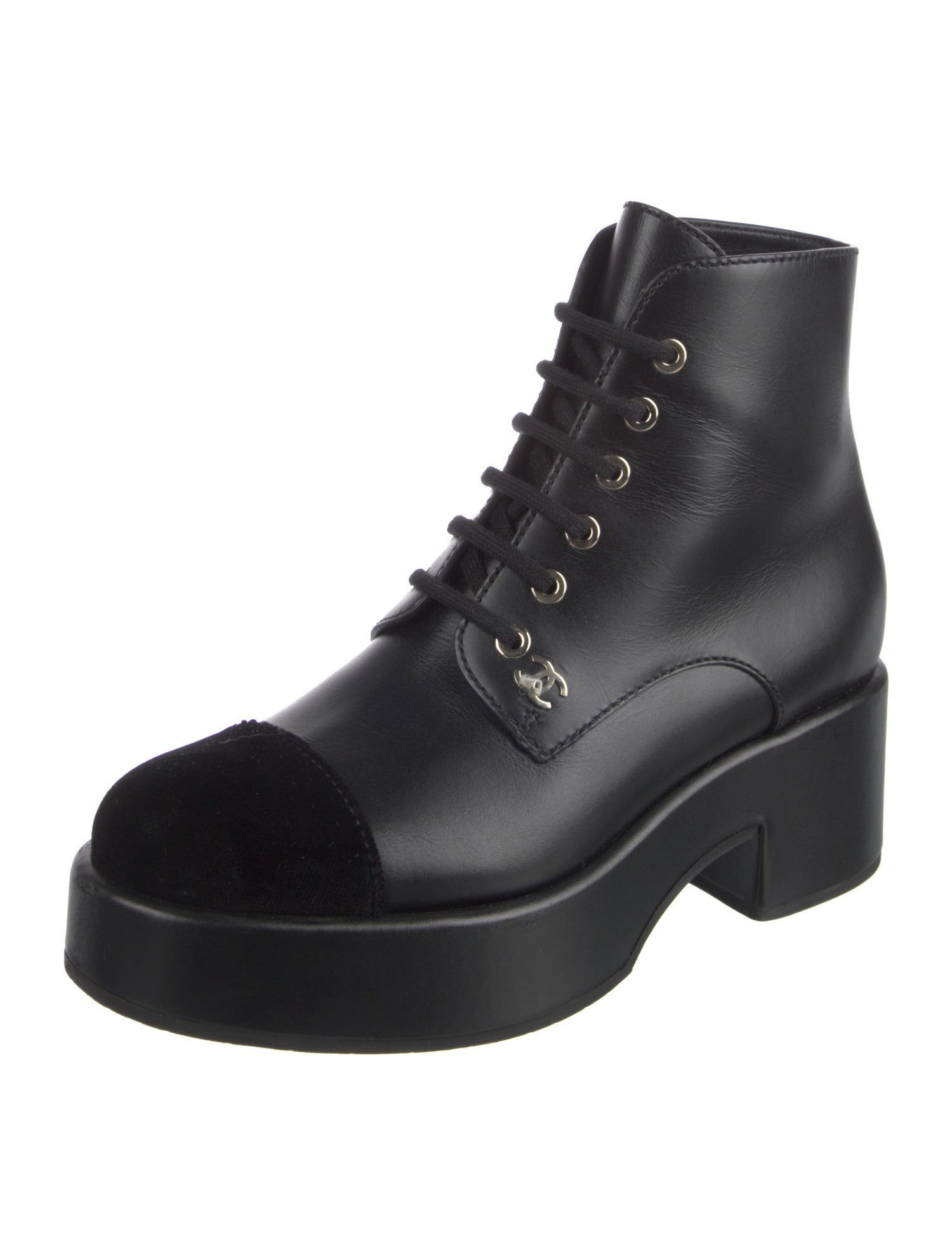 Chanel Interlocking G Logo Leather Combat Boots