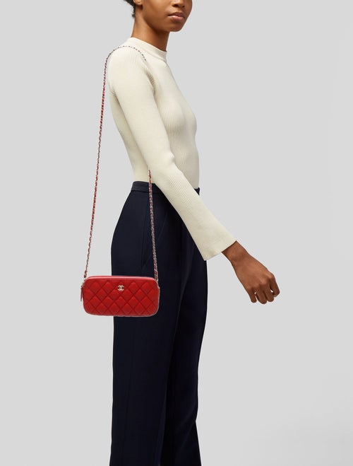 Chanel Double Zip Clutch w/ Chain