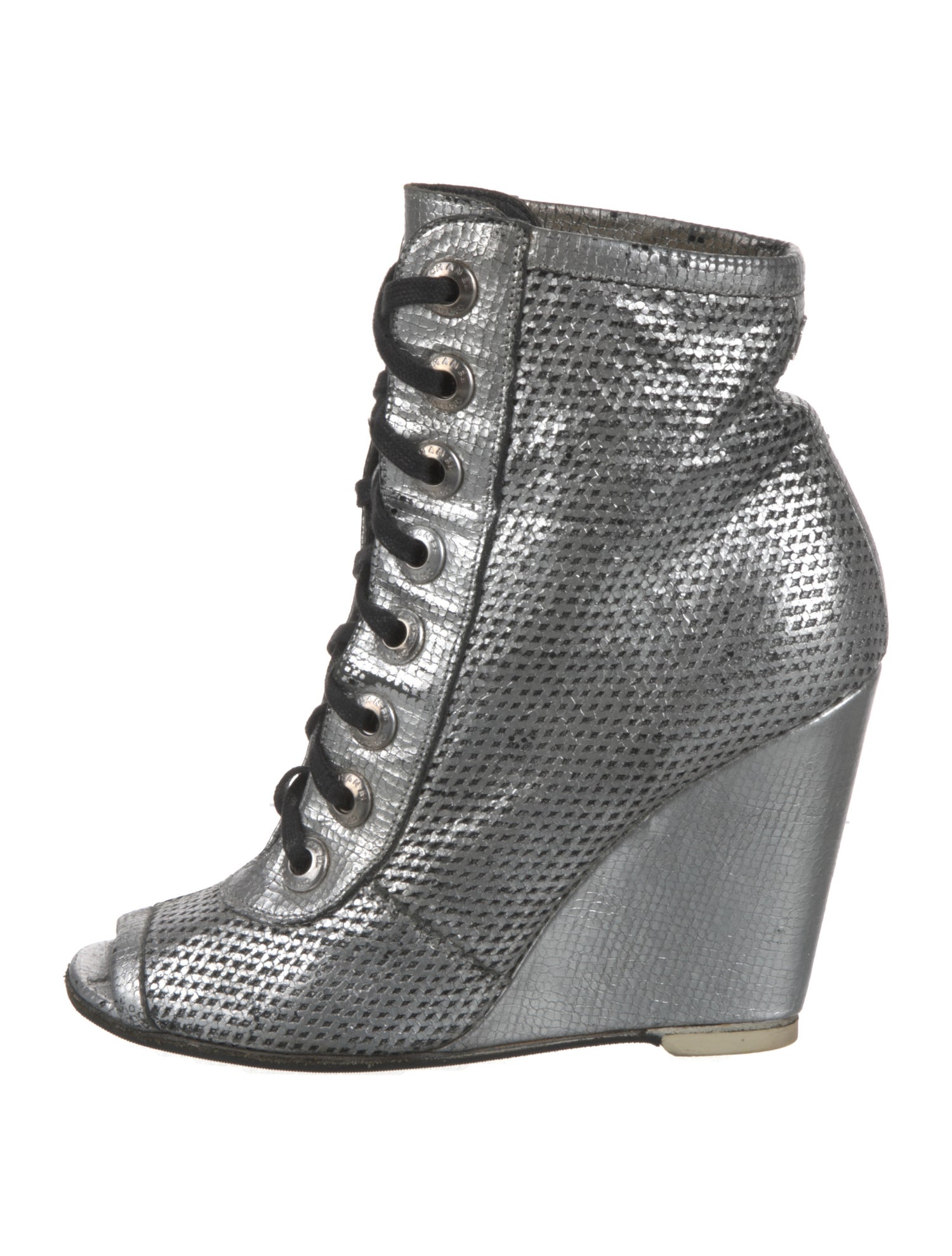 Chanel 2008 Interlocking CC Logo Lace-Up Boots