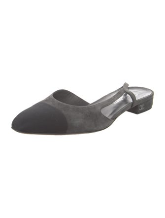 Chanel Interlocking CC Logo Suede Slingback Flats