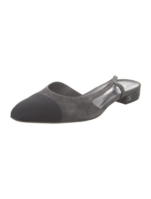 Chanel Interlocking CC Logo Suede Slingback Flats