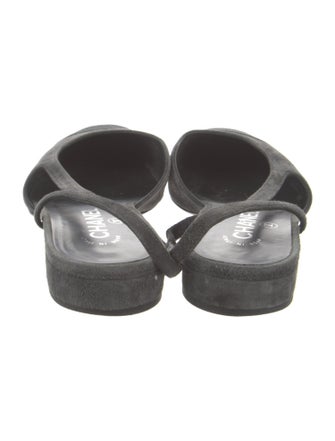 Chanel Interlocking CC Logo Suede Slingback Flats