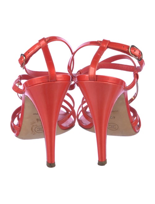 Chanel Interlocking CC Logo Patent Leather T-Strap Sandals