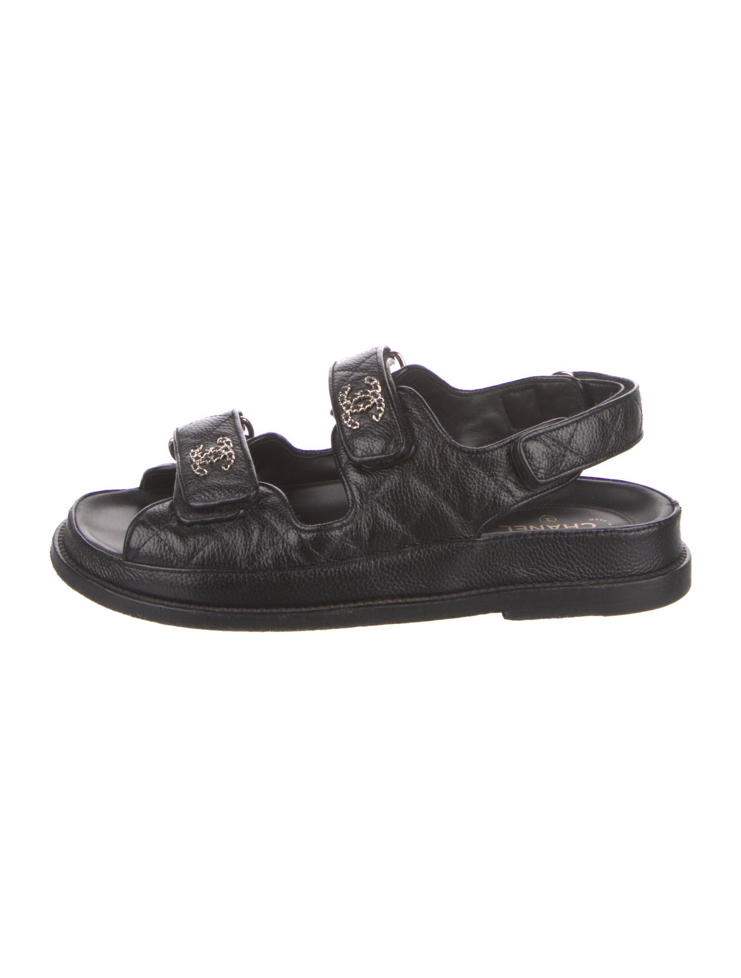 Chanel Interlocking CC Logo Leather Slingback Sandals