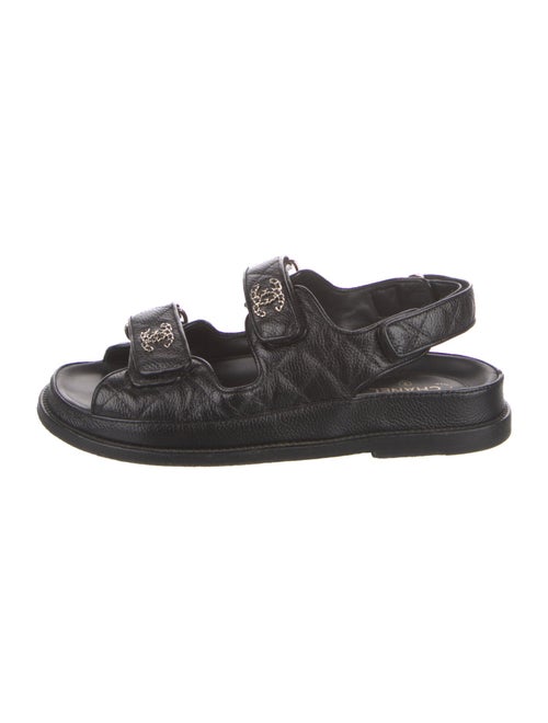 Chanel Interlocking CC Logo Leather Slingback Sandals
