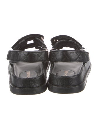 Chanel Interlocking CC Logo Leather Slingback Sandals