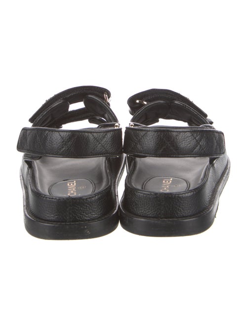 Chanel Interlocking CC Logo Leather Slingback Sandals