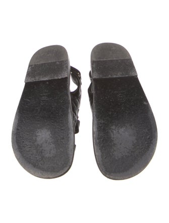 Chanel Interlocking CC Logo Leather Slingback Sandals