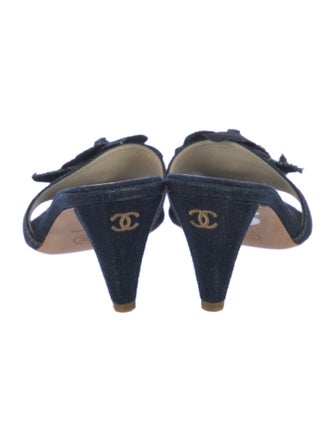 Chanel Interlocking CC Logo Denim Slides