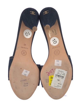 Chanel Interlocking CC Logo Denim Slides
