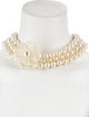 Chanel Faux Pearl & Resin Camellia Multistrand Collar Necklace