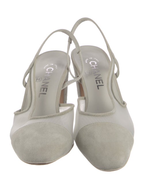 Chanel Interlocking CC Logo Suede Slingback Pumps