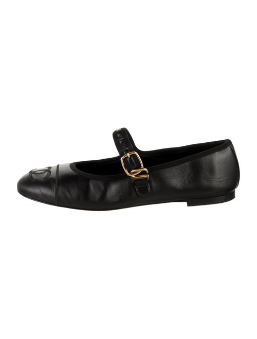 Chanel Interlocking CC Logo Leather Mary Jane Flats