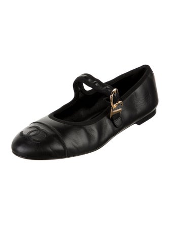 Chanel Interlocking CC Logo Leather Mary Jane Flats