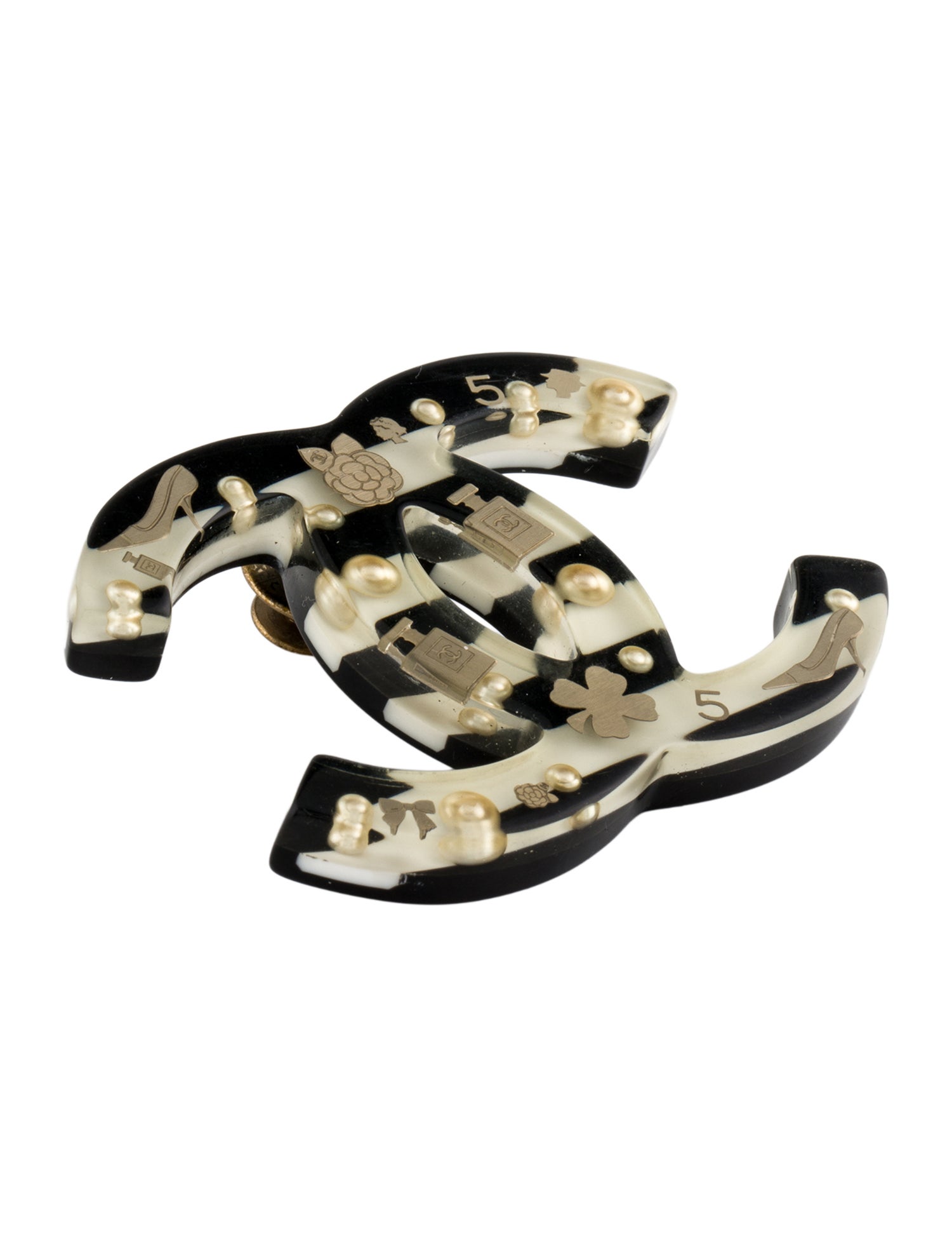 Chanel Faux Pearl & Resin CC Pin